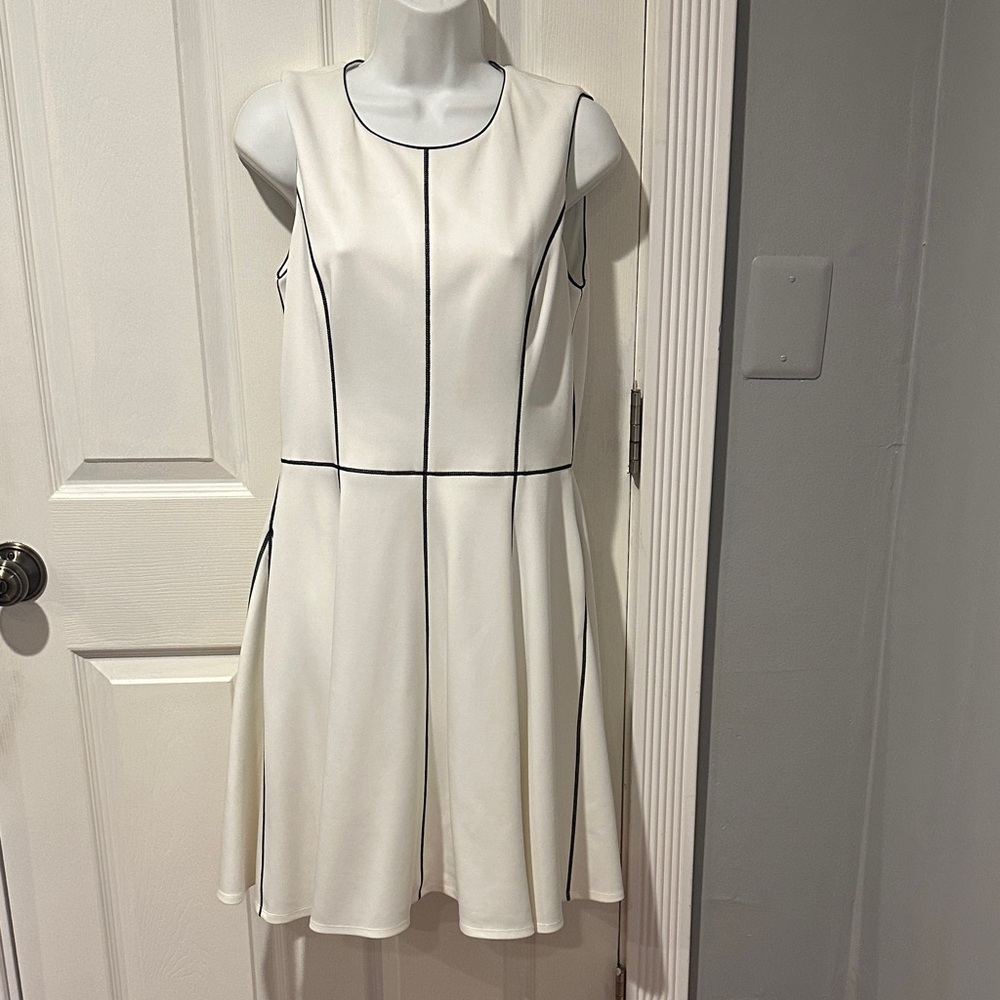 Calvin Klein White Dress with Black Trim